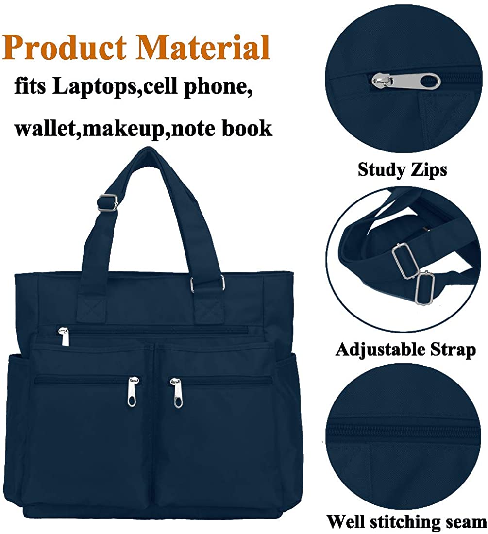 Canvas Tote Bag Waterproof Nylon Multi Pocket Shoulder Bags Laptop Work Bag Teacher Purse and Handbags for Women & Men