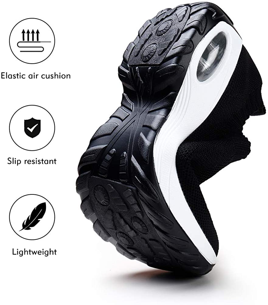 STQ Slip On Breathe Mesh Walking Shoes Women Fashion Sneakers Comfort Wedge Platform Loafers