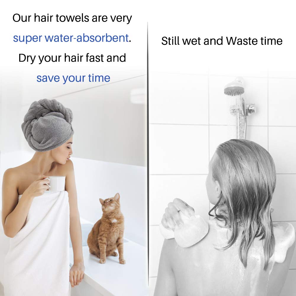 Vinker 3 Pack Hair Towel Wrap, Microfiber Quick Drying Hair Towels, Bath Dryer Caps, Bath Hair Drying Towel, Quick Dryer Hat for Women Girls