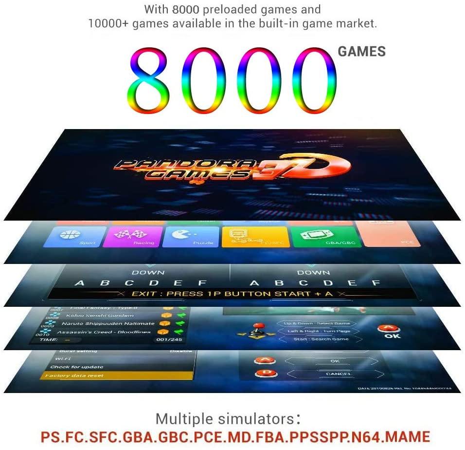 3D Pandora Games Arcade Game Console - 8000 Games Installed - JOY2ESpree