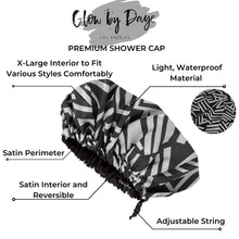 
                        
                          Load image into Gallery viewer, Large Satin Lined Shower Cap- Adjustable, Waterproof, Satin Interior for Hair Protection
                        
                      