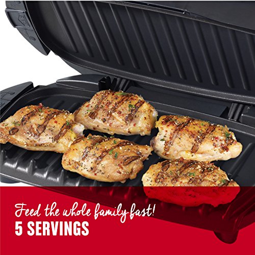 George Foreman 5-Serving Removable Plate Electric Indoor Grill and Panini Press, Black, GRP0004B - JOY2ESpree