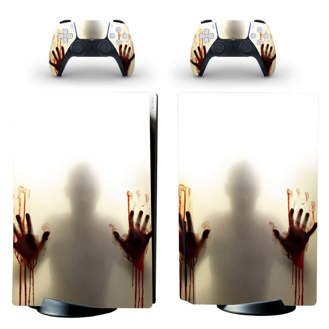 Decal Moments PS5 Standard Disc Console Controllers Full Body Vinyl Skin Sticker Decals for Playstation 5 Console and Controllers Horror Zombie - JOY2ESpree