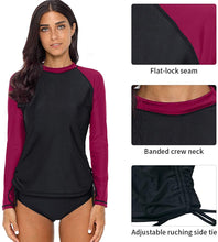 
                        
                          將圖片載入圖庫檢視器 CharmLeaks Women's Long Sleeve Rashguard UPF 50 Sun Protection Swimsuit Top Striped Swim Shirts
                        
                      
