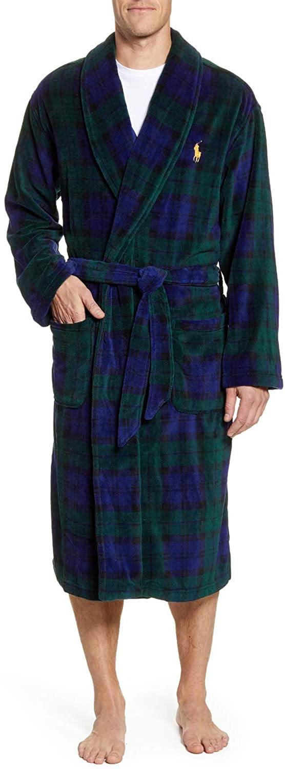 Polo Ralph Lauren Men's Microfiber Plush Long Sleeve Shawl Collar Robe