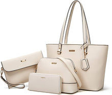 
                        
                          Load image into Gallery viewer, Women Fashion Handbags Wallet Tote Bag Shoulder Bag Top Handle Satchel Purse Set 4pcs
                        
                      