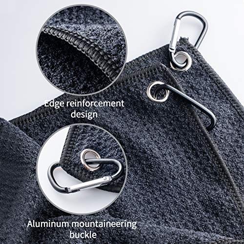 Favritt 3 Pack Golf Towel Golf Club Cleaner Set,Microfiber Fabric Waffle Pattern Towels,Heavy Duty Carabiner Clip (3Pcs) - JOY2ESpree