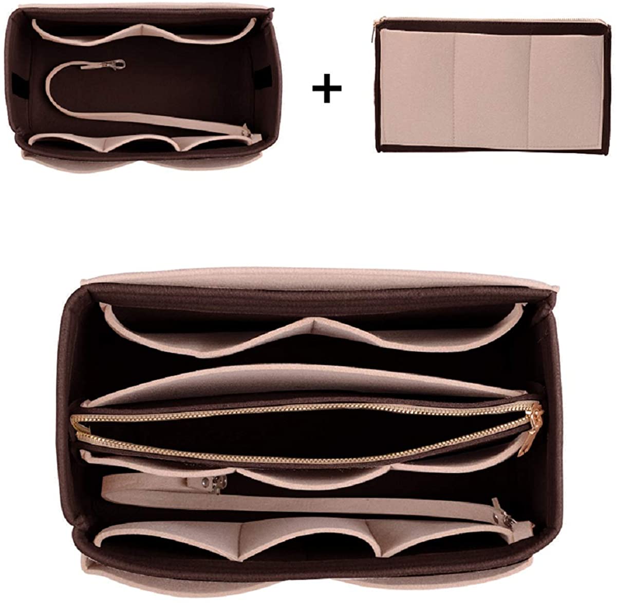 Purse Organizer Insert, Felt Bag organizer with zipper, Handbag & Tote Shaper, For Speedy Neverfull Tote, 5 Sizes