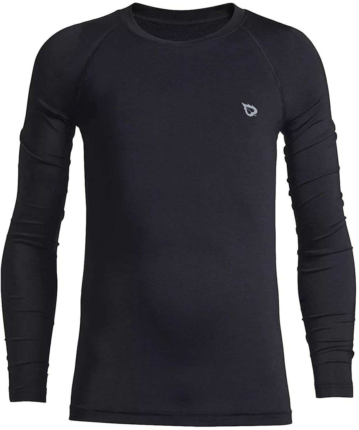 BALEAF Youth Boys'/Girls' Thermal Compression Sports Shirts Long Sleeve Fleece Base Layer Crew Neck
