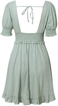 
                        
                          將圖片載入圖庫檢視器 Simplee Women Sexy Deep V-Neck Short Sleeve Striped Print Mini A Line Dress
                        
                      