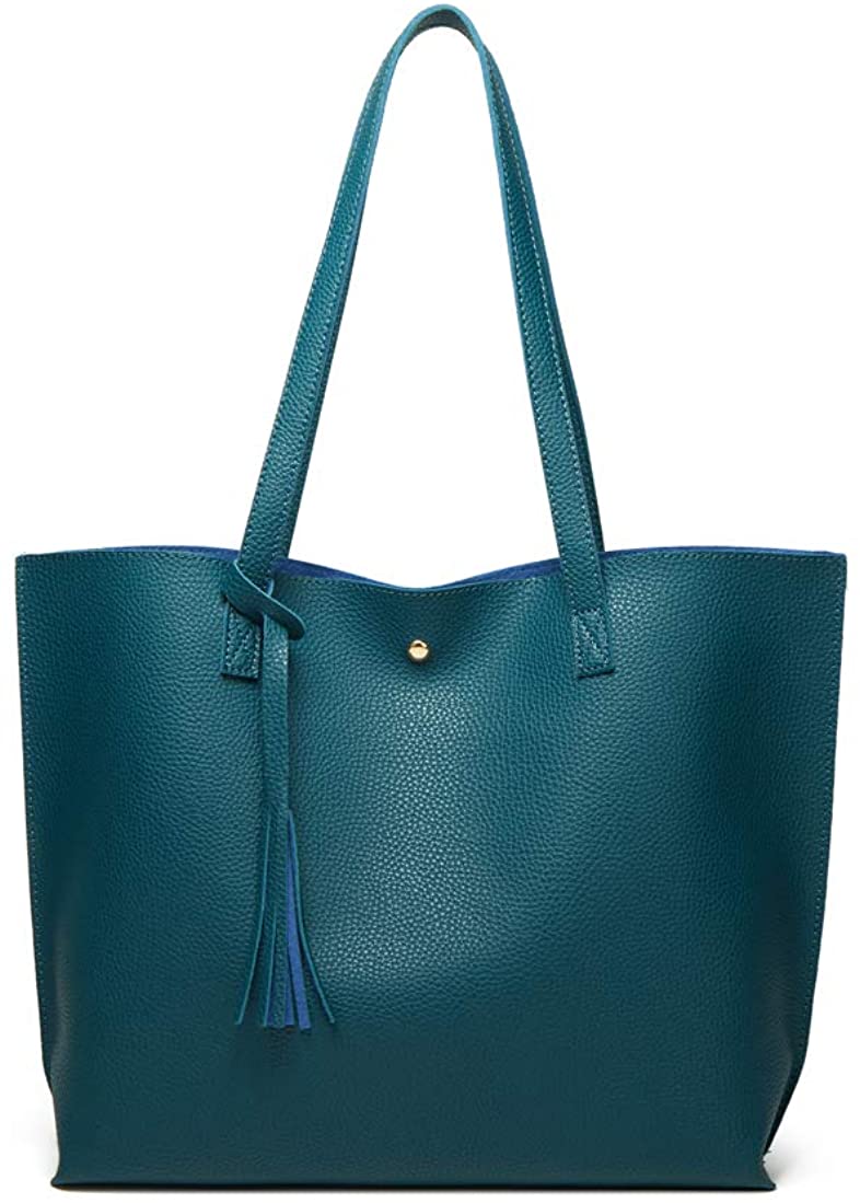 Women's Soft Faux Leather Tote Shoulder Bag from Dreubea, Big Capacity Tassel Handbag