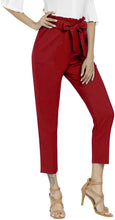 
                        
                          Load image into Gallery viewer, Freeprance Women's Pants Casual Trouser Paper Bag Pants Elastic Waist Slim Pockets
                        
                      