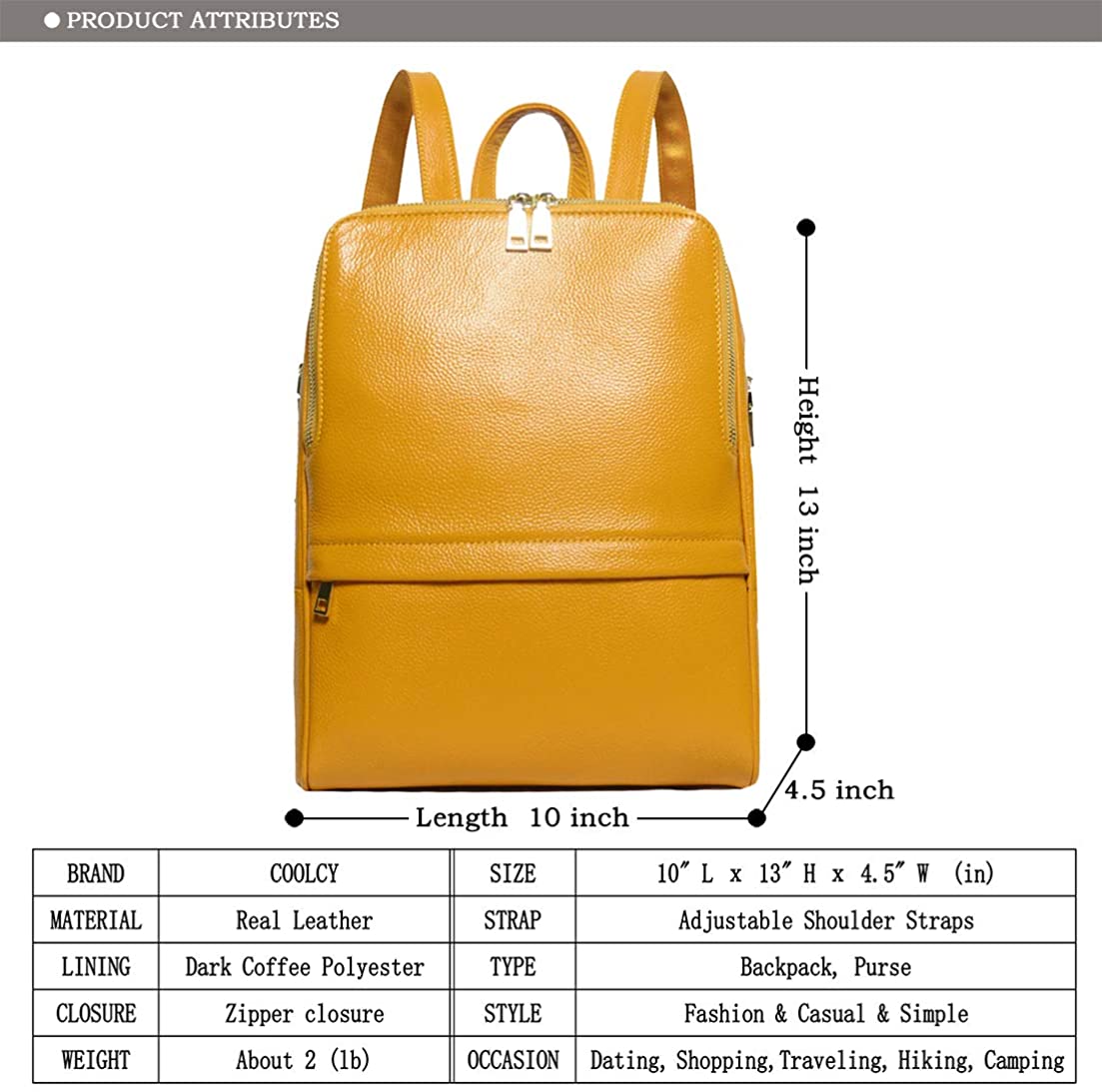 Coolcy Hot Style Women Real Genuine Leather Backpack Fashion Bag
