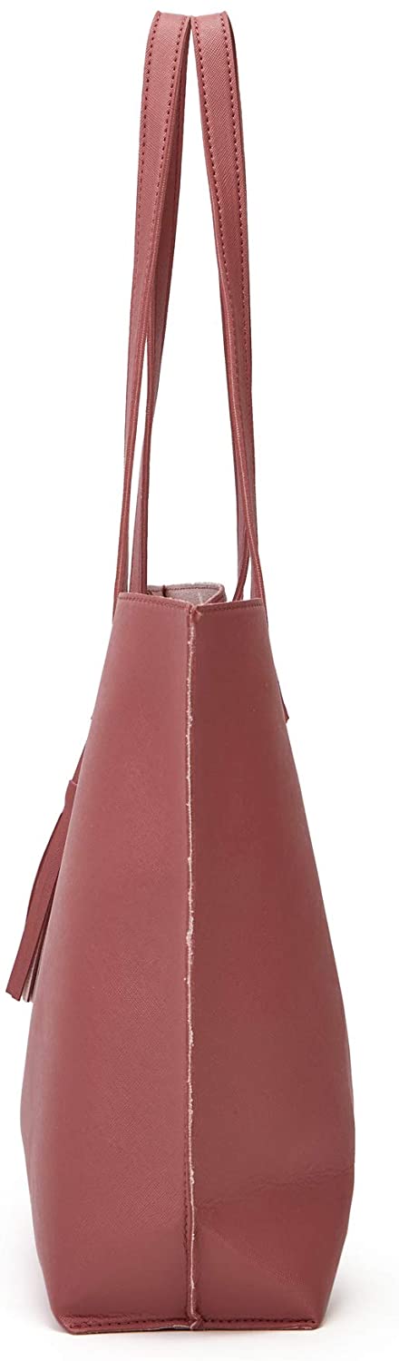 Women's Soft Faux Leather Tote Shoulder Bag from Dreubea, Big Capacity Tassel Handbag
