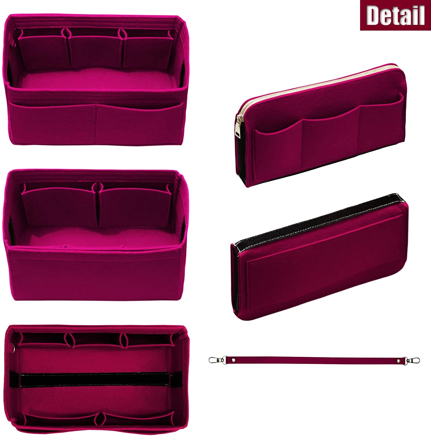 Purse Organizer Insert with Zipper Felt Bag Organizer Handbag Organizer Insert Bag In Bag Organizer