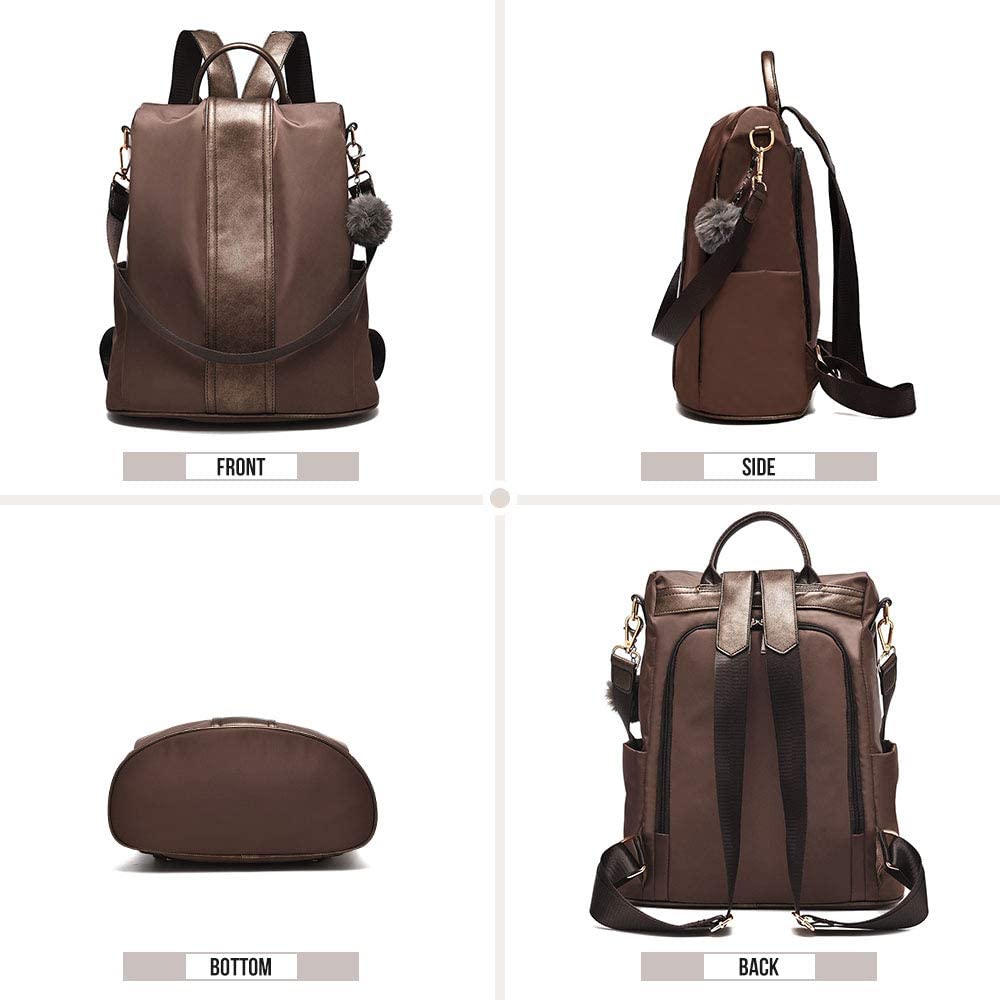 Women Backpack Purse Waterproof Nylon Anti-theft Rucksack Lightweight Shoulder Bag