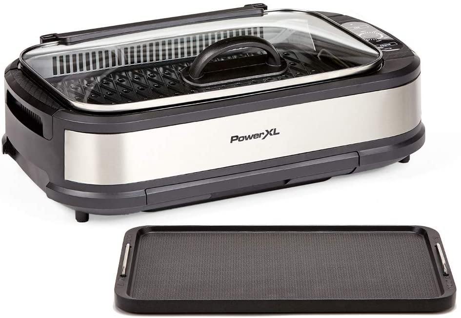 PowerXL Smokeless Grill with Tempered Glass Lid with Interchanable Griddle Plate - JOY2ESpree