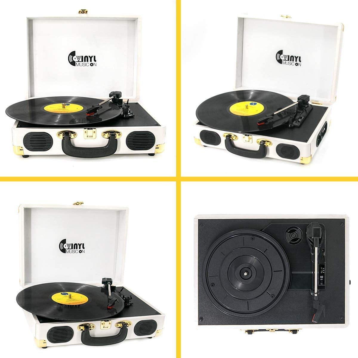 Retro Record Player for 33/45/78 RPM Vinyl Records,Bluetooth Belt-Drive Turntable - JOY2ESpree
