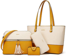 
                        
                          Load image into Gallery viewer, Women Fashion Handbags Wallet Tote Bag Shoulder Bag Top Handle Satchel Purse Set 4pcs
                        
                      