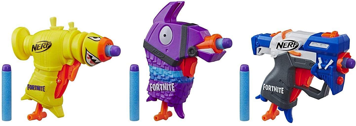 NERF Fortnite 3 Dart-Firing Micro Trio -- Includes 3 Blasters & 6 Official Elite Darts -- for Kids, Teens, Adults