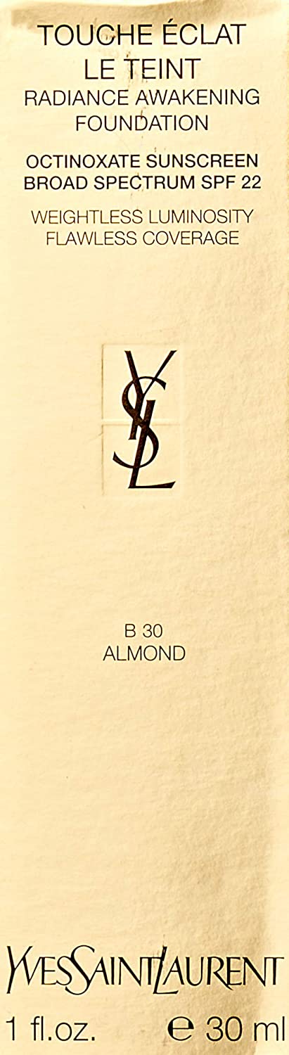 Yves Saint Laurent Le Teint Touche Eclat Radiance SPF 22 Awakening Foundation for Women, Almond, 1 Ounce