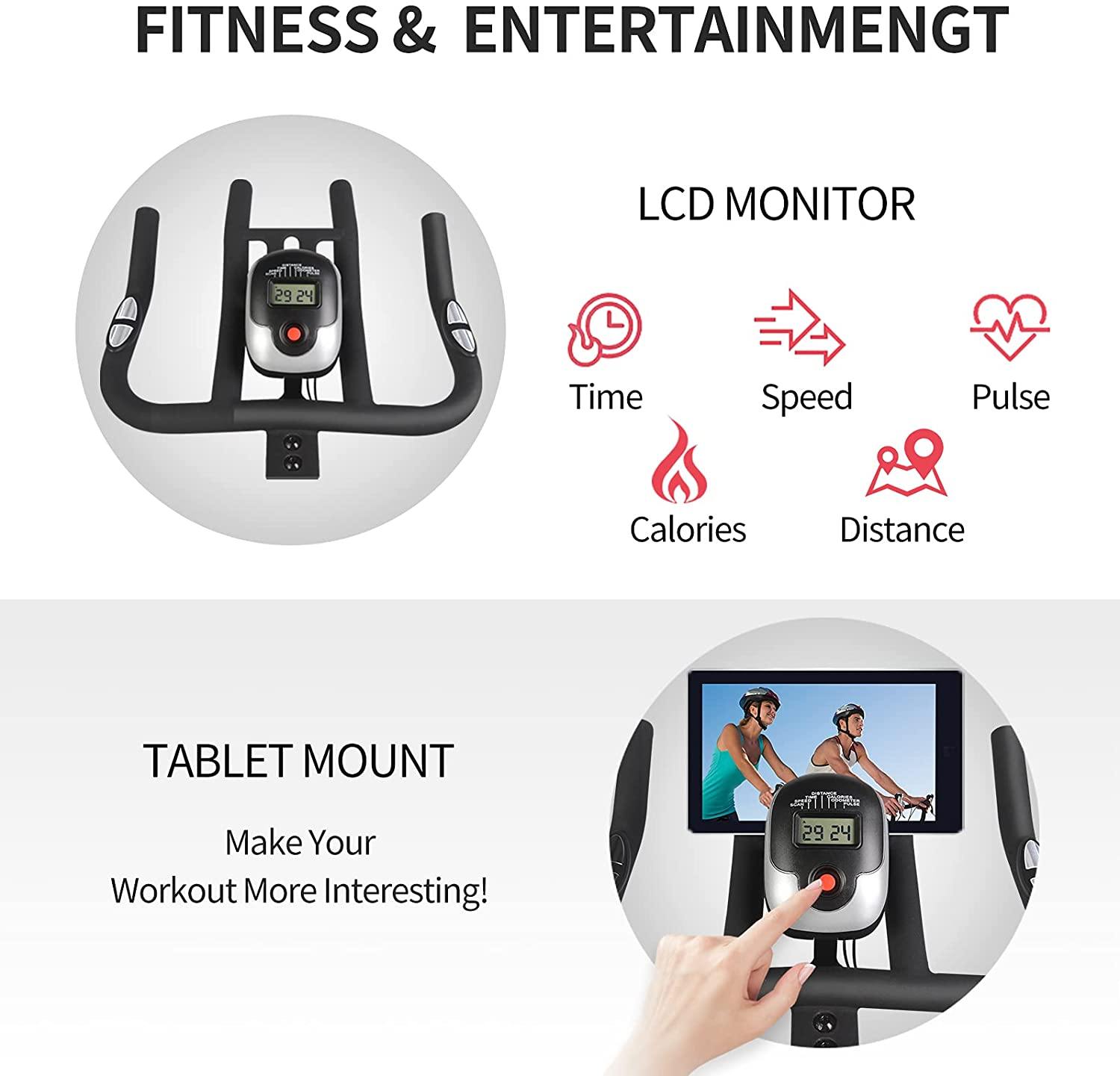 pooboo Exercise Bike Indoor, Belt Drive Cycling Bike Stationary - JOY2ESpree