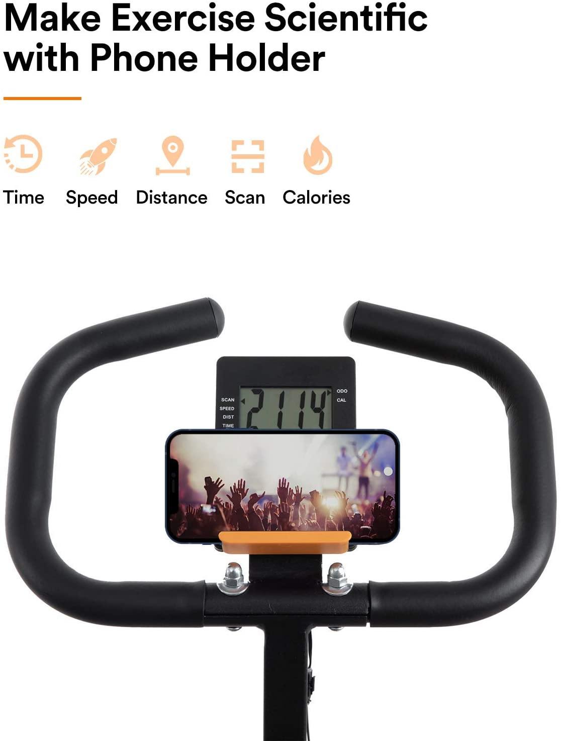 UREVO Stationary Exercise Bike Foldable 3 in 1 Magnetic Upright Bike Indoor Cycling Bike Squat Machine Row - JOY2ESpree