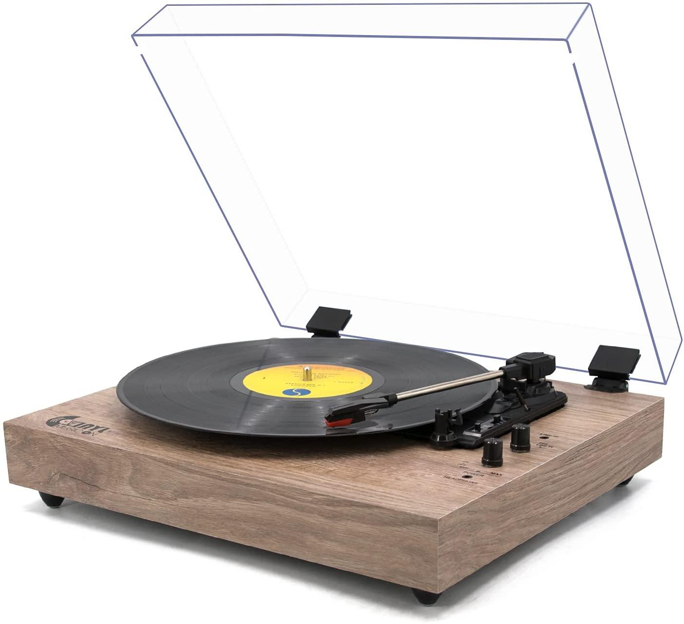 Retro Record Player for 33/45/78 RPM Vinyl Records,Bluetooth Belt-Drive Turntable - JOY2ESpree