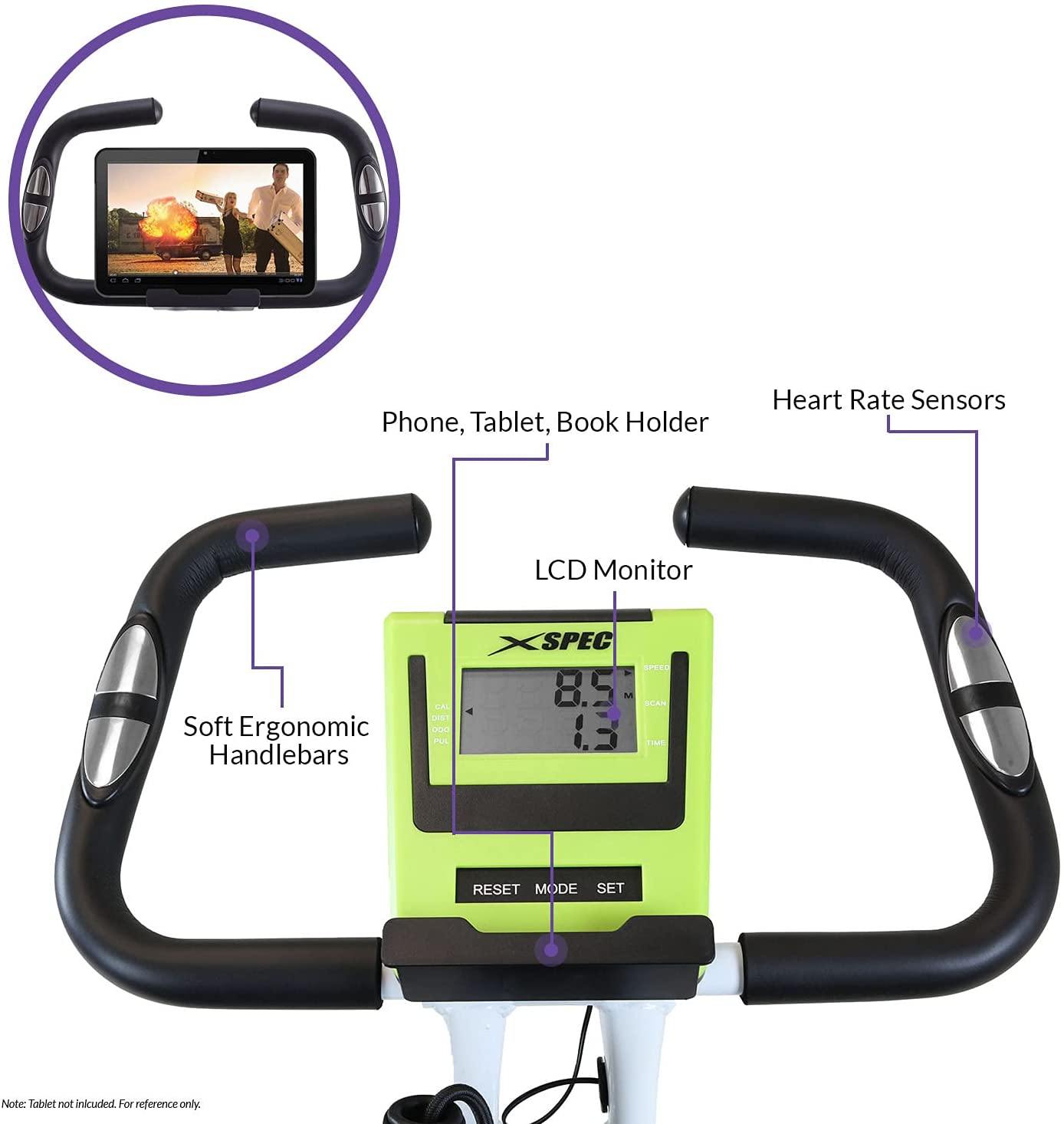 Xspec Indoor Foldable Stationary Upright Exercise Cardio Workout Cycling Bike with 16-Level Resistance, Magenta/Lime - JOY2ESpree