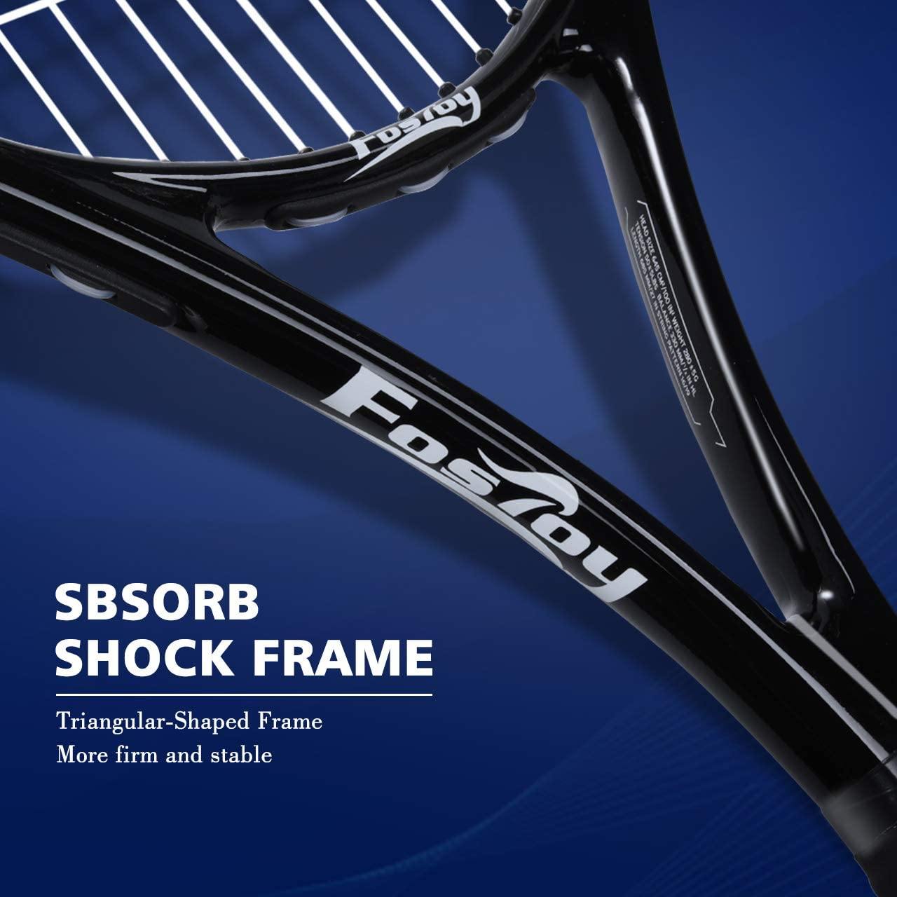 Fostoy Adult Recreational Tennis Racket, 27 inch Tennis Racquet with Carry Bag, Professional Tennis Racket, Good Control Grip, Vibration Dampe - JOY2ESpree