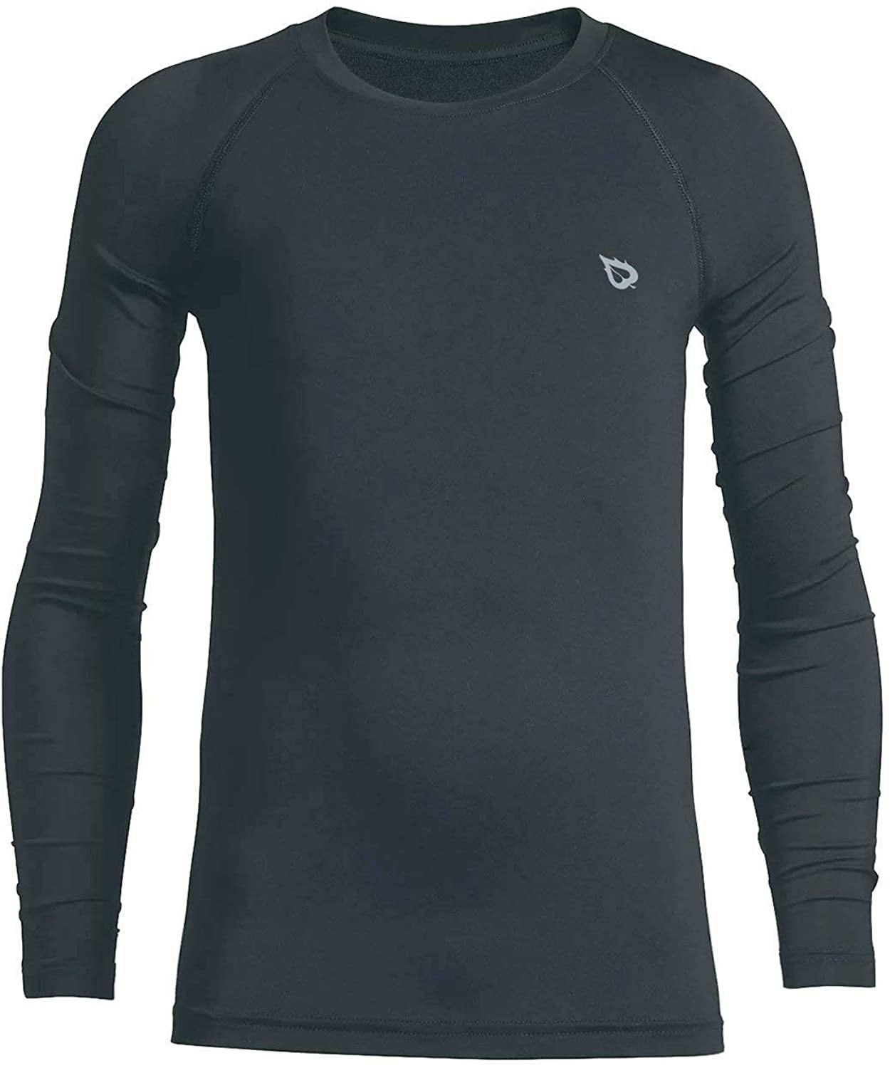 BALEAF Youth Boys'/Girls' Thermal Compression Sports Shirts Long Sleeve Fleece Base Layer Crew Neck