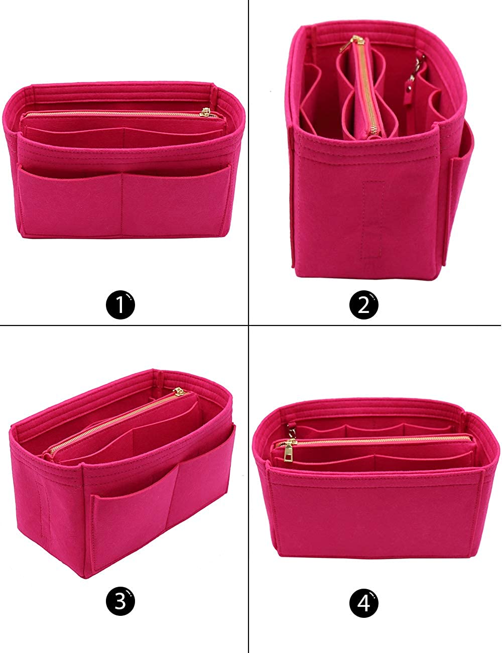 Felt Purse Bag Organizer Insert with zipper Bag Tote Shaper Fit Speedy Neverfull MM GM