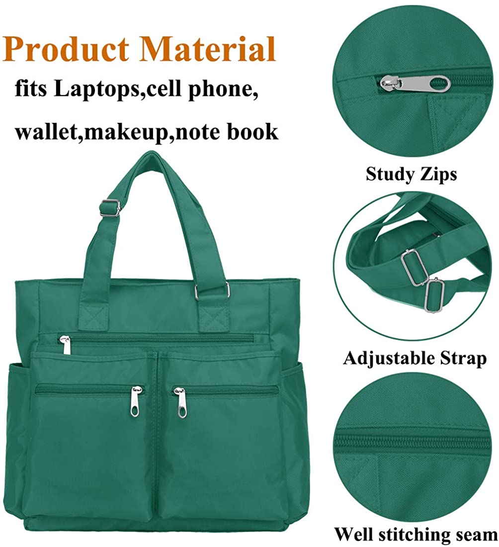 Canvas Tote Bag Waterproof Nylon Multi Pocket Shoulder Bags Laptop Work Bag Teacher Purse and Handbags for Women & Men