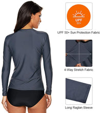 
                        
                          將圖片載入圖庫檢視器 CharmLeaks Women's Long Sleeve Rashguard UPF 50 Sun Protection Swimsuit Top Striped Swim Shirts
                        
                      