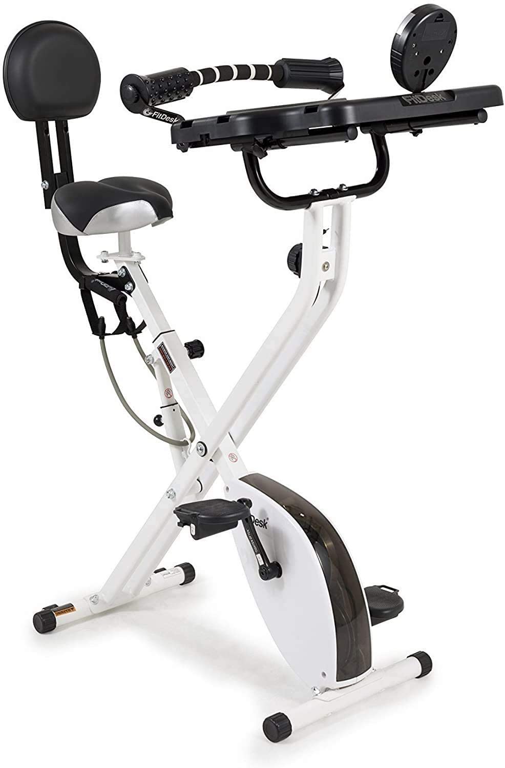 FitDesk Bike Desk 3.0 - Folding Stationary Exercise Bicycle Desk with Massage Bar & Work Out Bands - JOY2ESpree