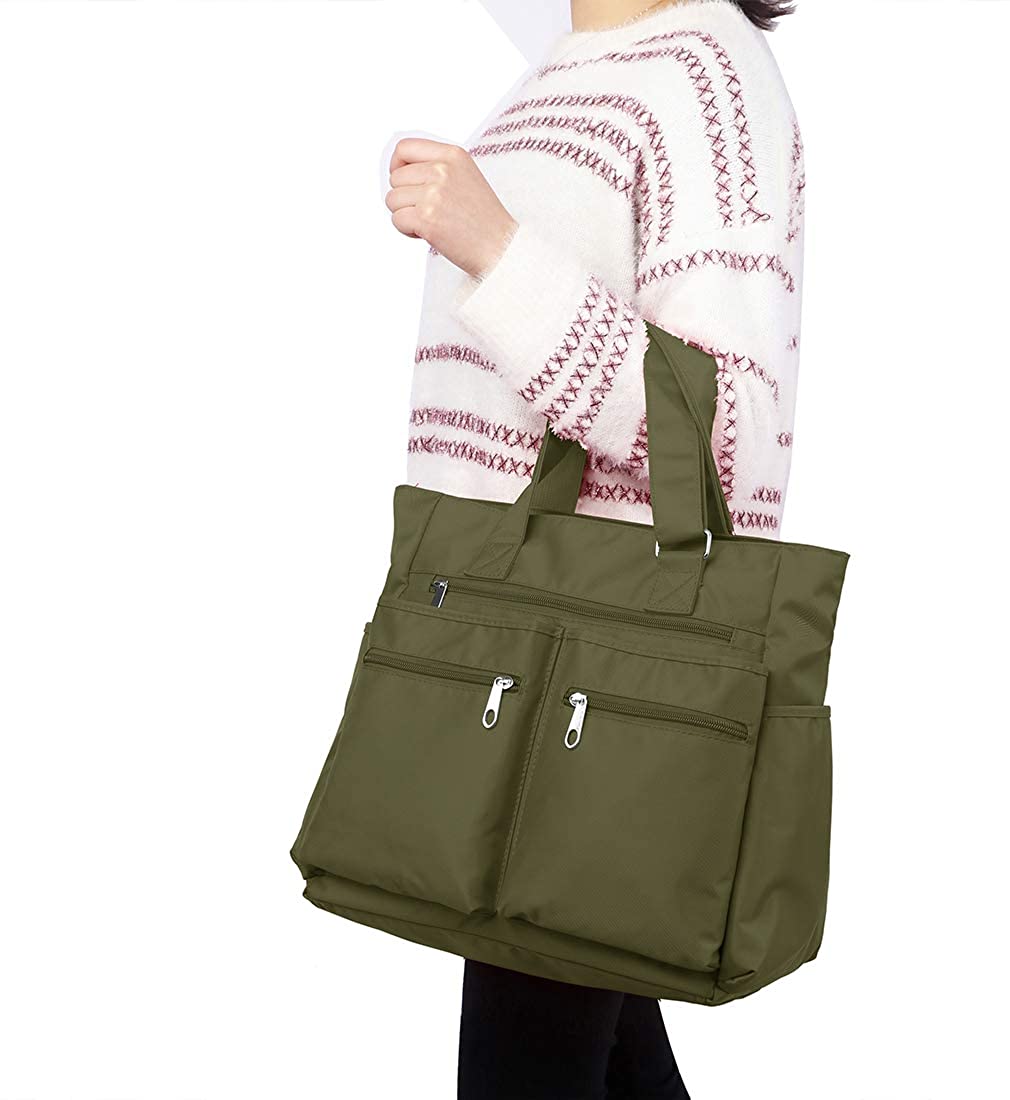 Canvas Tote Bag Waterproof Nylon Multi Pocket Shoulder Bags Laptop Work Bag Teacher Purse and Handbags for Women & Men