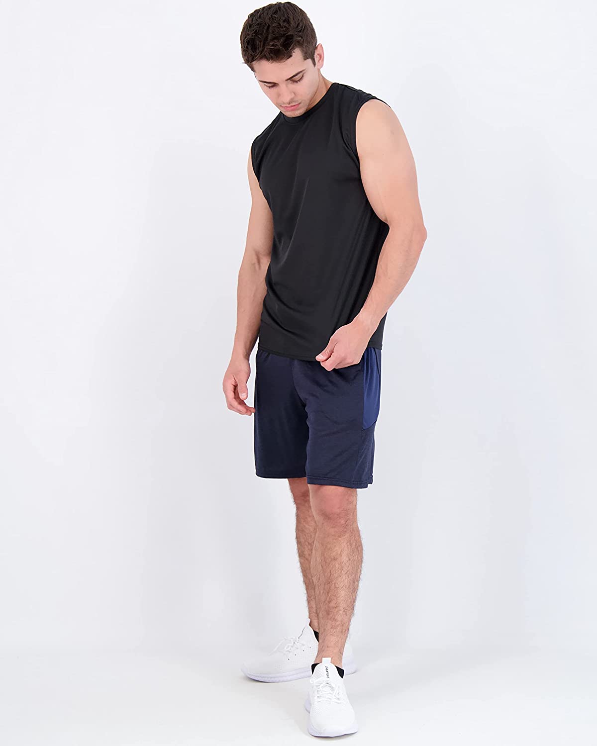 Real Essentials 5 Pack: Men's Mesh Active Athletic Tech Tank Top - Workout & Training Activewear