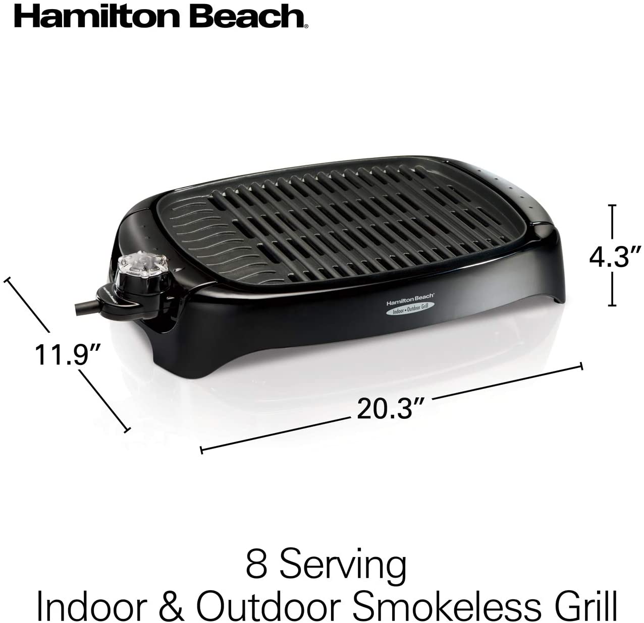 Hamilton Beach Electric Indoor Searing Grill with Viewing Window and Removable Easy-to-Clean Nonstick Plate - JOY2ESpree