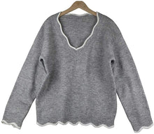 
                        
                          Muat gambar ke penampil Galeri, Rungion Womens Long Sleeve V Neck Pullover Sweaters Cute Knitted Winter Oversized Blouse Tops
                        
                      