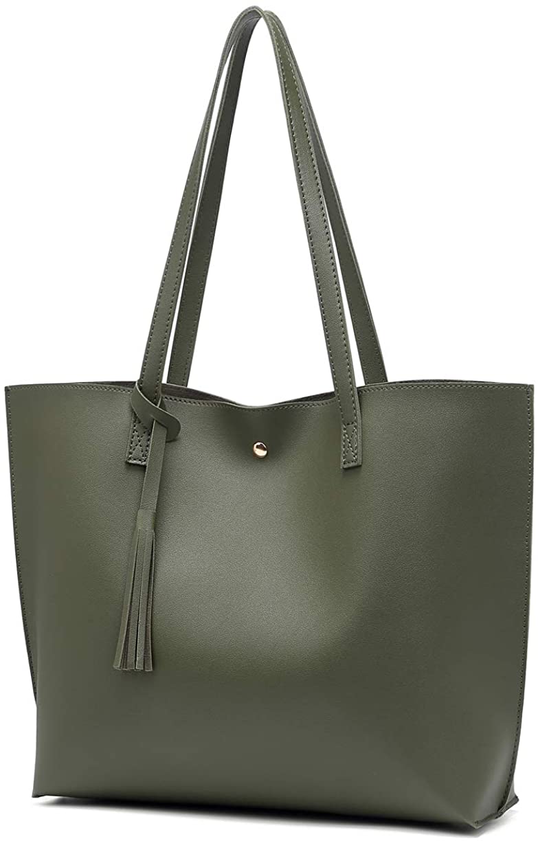 Women's Soft Faux Leather Tote Shoulder Bag from Dreubea, Big Capacity Tassel Handbag