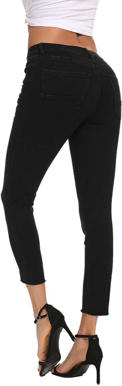 Resfeber Women's Ripped Boyfriend Jeans Cute Distressed Jeans Stretch Skinny Jeans with Hole