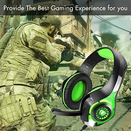 BlueFire Stereo Gaming Headset for Playstation 4 PS4 Over-Ear Headphones with Mic and LED Lights for Xbox One, PC, Laptop(Green) - JOY2ESpree