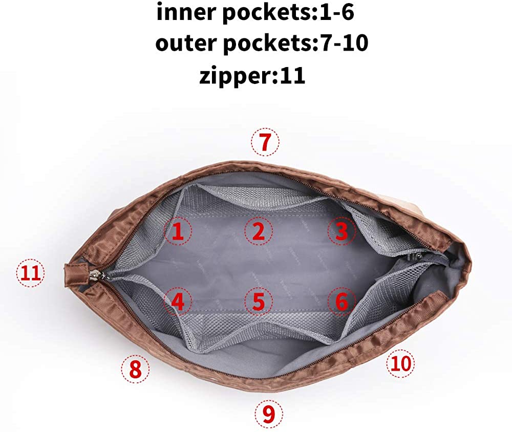 iN. Purse Organizer Insert with zipper Nylon fabric for women Handbags & Totebag