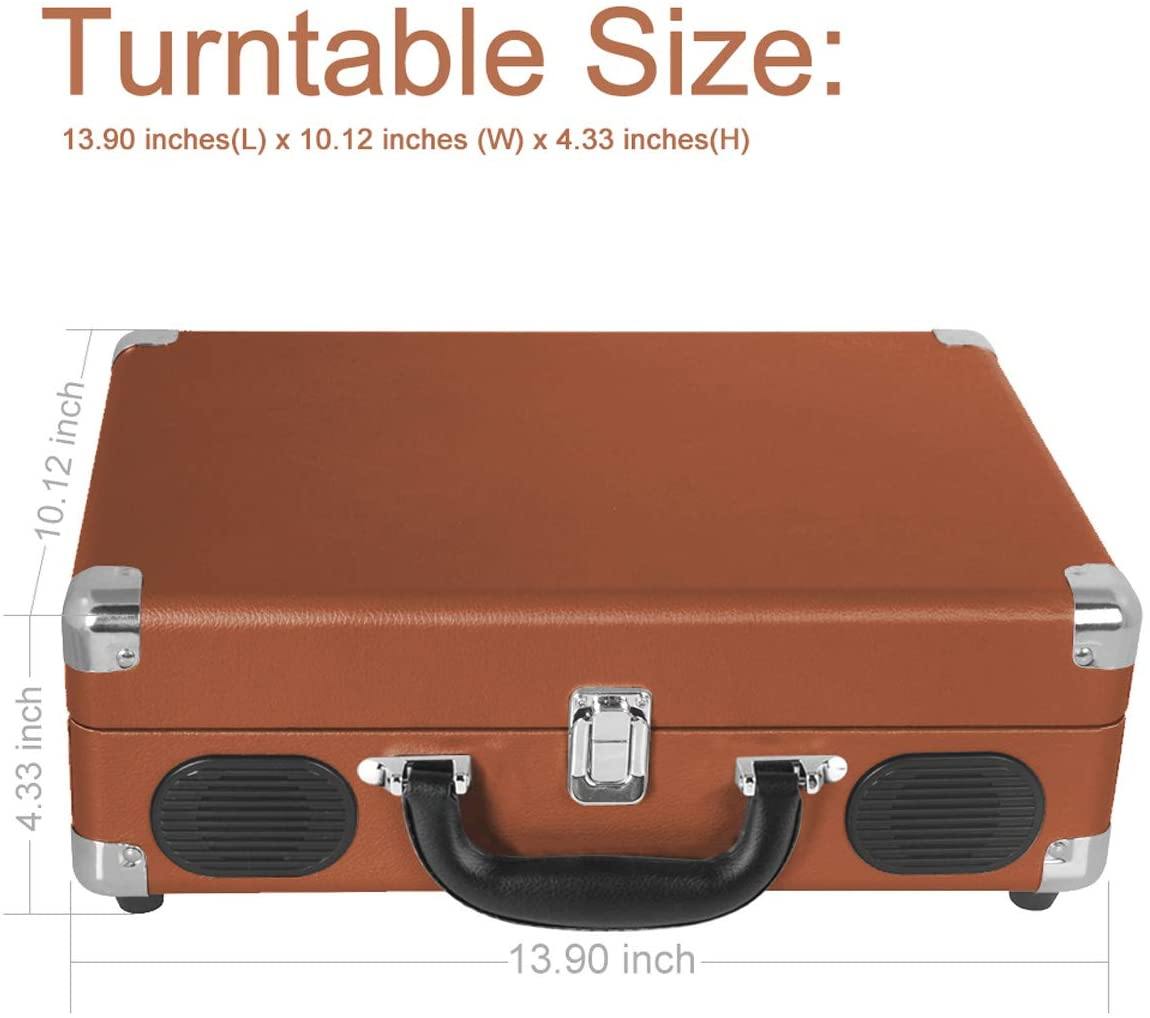 LP&No.1 Portable Suitcase Turntable with Stereo Speaker,3 Speeds Belt-Drive Vinyl Record Player Black - JOY2ESpree