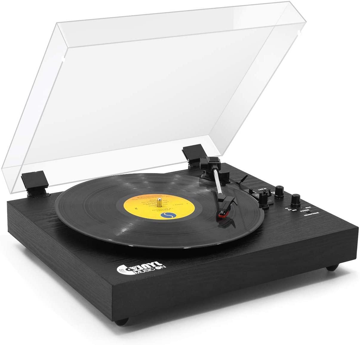 Retro Record Player for 33/45/78 RPM Vinyl Records,Bluetooth Belt-Drive Turntable - JOY2ESpree
