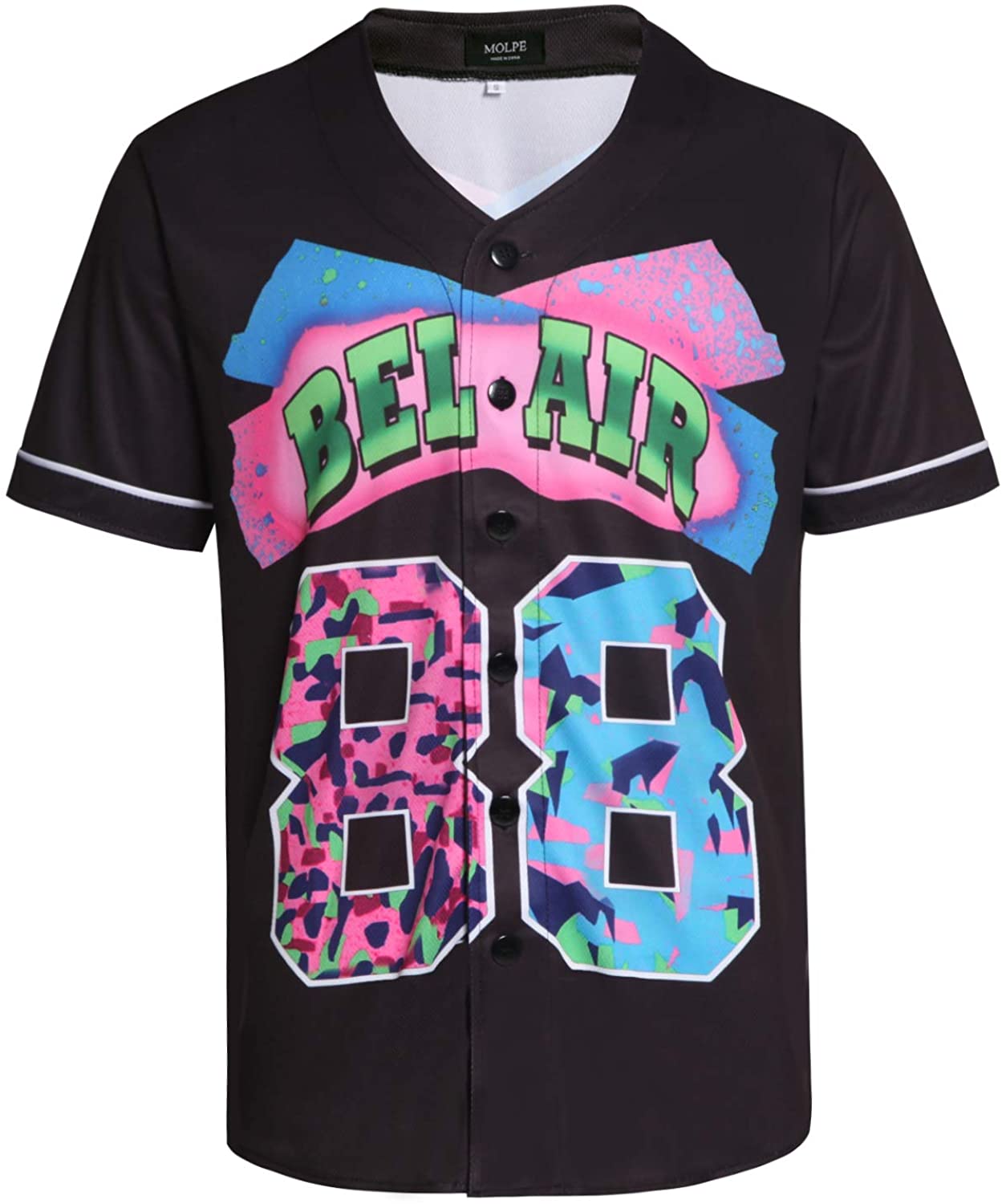 MOLPE 90s Hip Hop Clothing for Men and Women, Unisex Bel Air 23 Baseball Jersey, Mens Printed Urban Shirts for Party