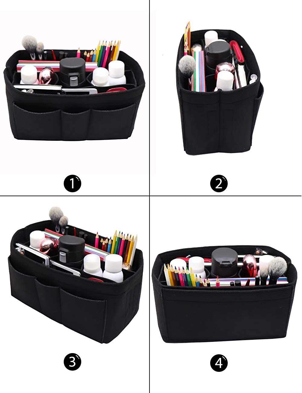 Felt Fabric Purse Tote Diaper Bag Organizer Insert Bag in Bag with Zipper Inner Pocket For Neverfull Speedy