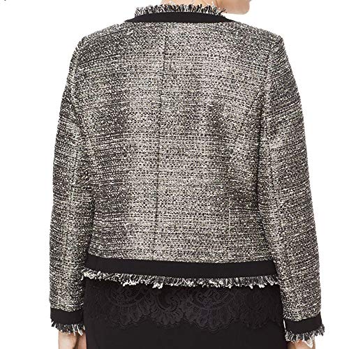MARINA RINALDI Women's Contessa Lace Trim Jacket, Silver/Black