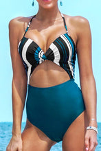 
                        
                          Load image into Gallery viewer, CUPSHE Women's Black Floral Print Halter Cutout High Waist One Piece Swimsuit
                        
                      