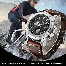
                        
                          Load image into Gallery viewer, Mens Sport Watch Digital Analog Quartz Waterproof Multifunctional Military Leather Wrist Watches
                        
                      